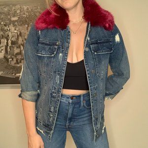 Blank NYC Denim Jacket with Faux Fur Collar